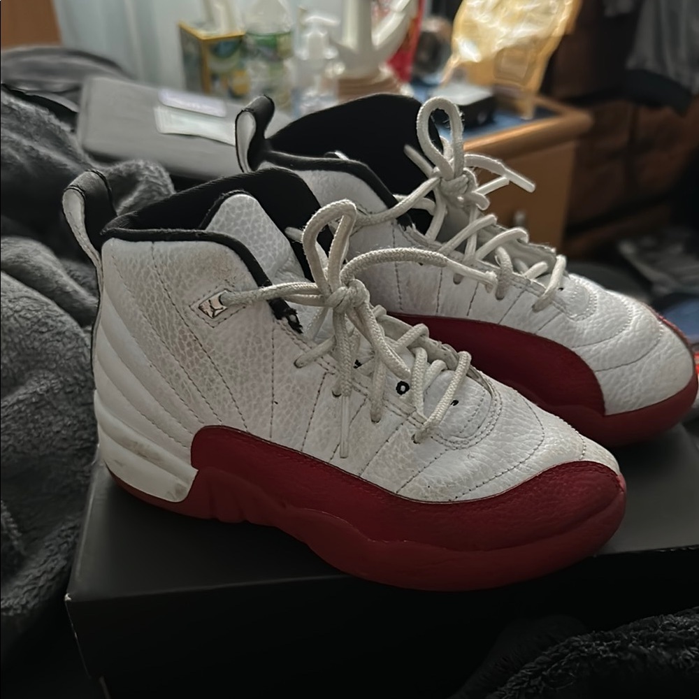 White and Red High-Top Sneakers